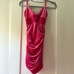 Katie J NYC Strapless Pink Velvet Dress